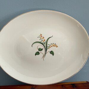 Edwin Knowles Forsythia Oval Serving Platter China Pottery Floral White 12.5"